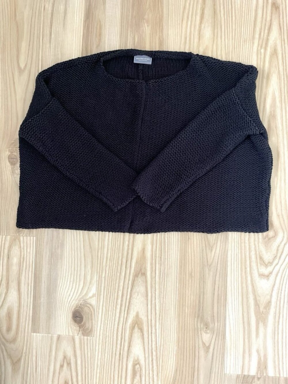 WOODEN SHIPS Open-Knit Chunky Oversized Pull-Over Sweater Classic Black size X/L